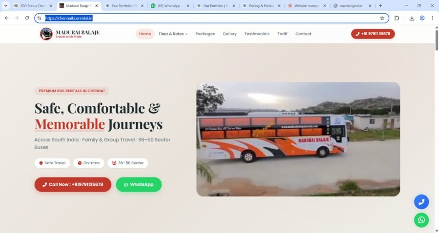 Madurai Balajee Travels website homepage screenshot